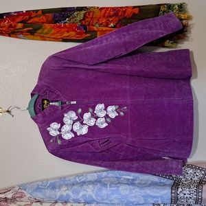 Bob Mackie Wearable Art Purple Leather Jacket